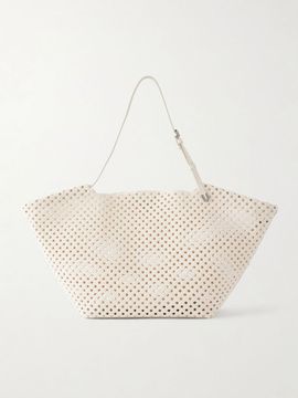 BRUNELLO CUCINELLI crochet leather-trimmed cotton shoulder bag