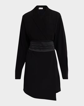 Brunello Cucinelli Cummerbund Dolman-Sleeve Mini Wrap Dress