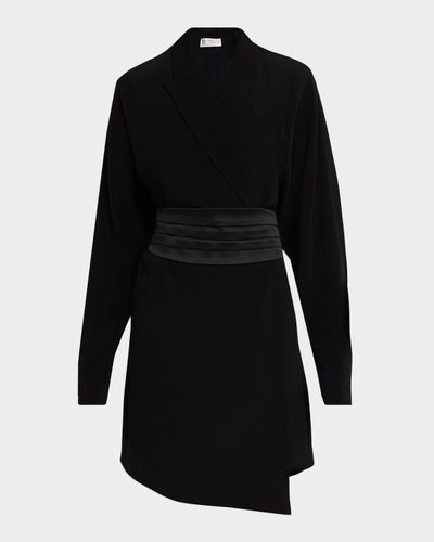 Brunello Cucinelli Cummerbund Dolman-Sleeve Mini Wrap Dress