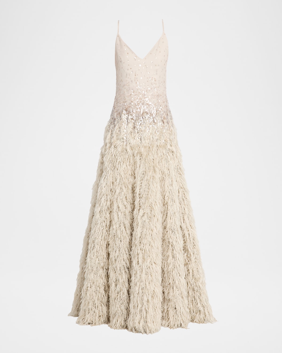 Brunello Cucinelli Dazzling Dégradé Silk Fil Coupé Maxi Dress
