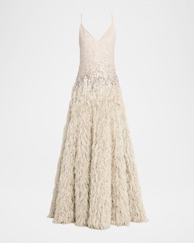 Brunello Cucinelli Dazzling Dégradé Silk Fil Coupé Maxi Dress