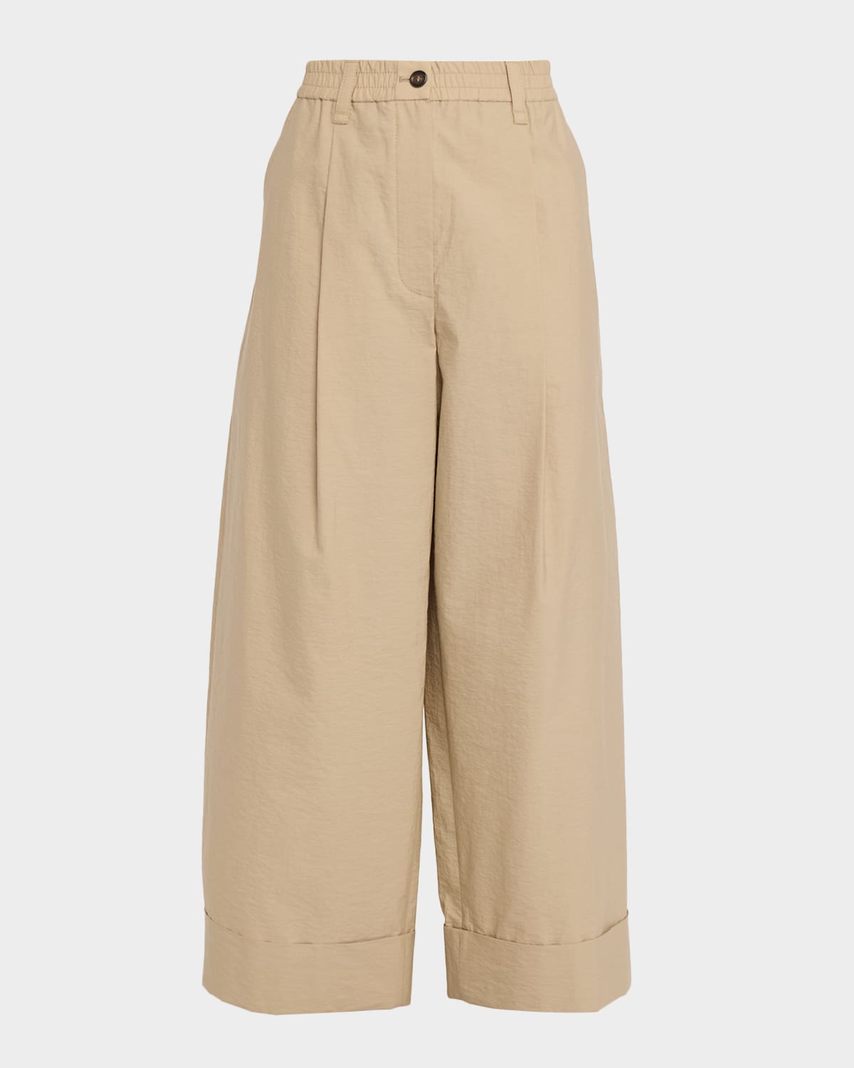 Brunello Cucinelli Elastic-Waist Wide-Leg Ankle Pants
