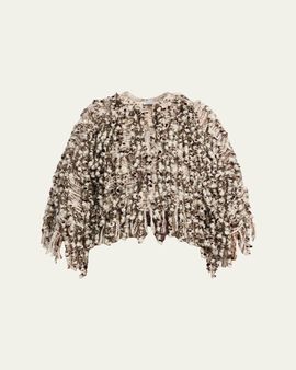 Brunello Cucinelli Embellished Curly Mohair Cape