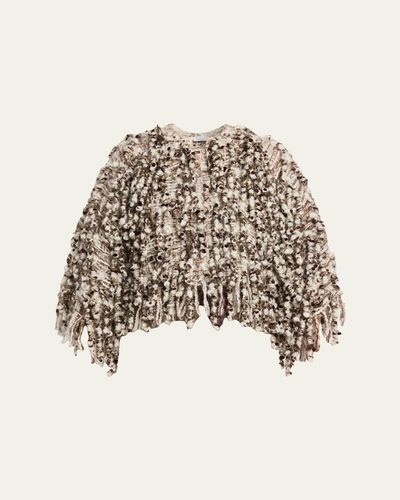 Brunello Cucinelli Embellished Curly Mohair Cape