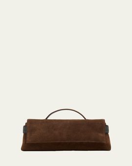 Brunello Cucinelli Essence Monili-Trim Suede Top-Handle Bag