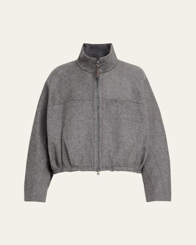Brunello Cucinelli Fluid Double Wool Zipped Jacket