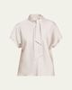 Brunello Cucinelli Fluid Silk Satin Top with Scarf Collar - 1