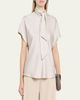 Brunello Cucinelli Fluid Silk Satin Top with Scarf Collar - 4