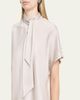 Brunello Cucinelli Fluid Silk Satin Top with Scarf Collar - 5
