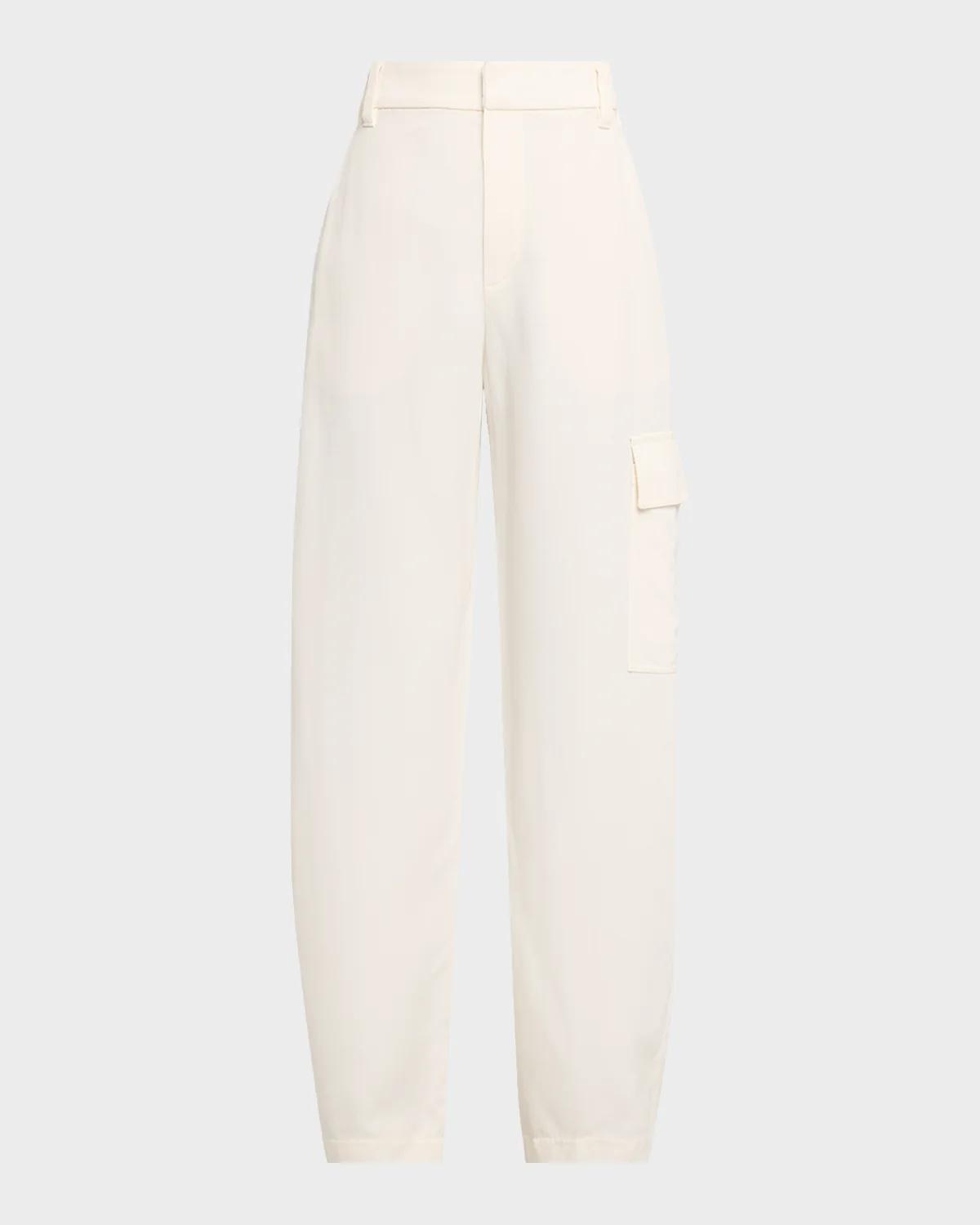 Brunello Cucinelli Fluid Wool Wide-Leg Cargo Pants