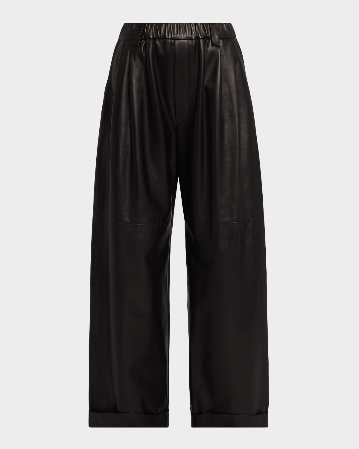 Brunello Cucinelli Glove Leather Wide-Leg Pants
