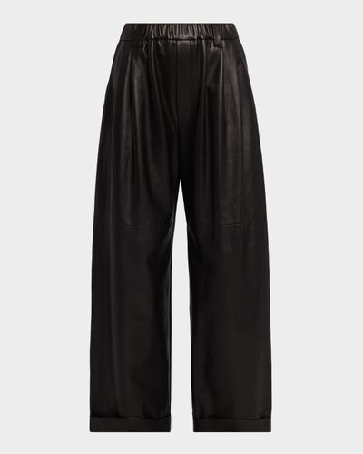Brunello Cucinelli Glove Leather Wide-Leg Pants