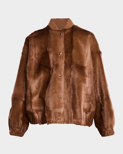 Brunello Cucinelli Goat Shearling Bomber Jacket