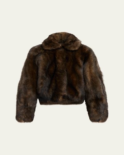 Brunello Cucinelli Lamb Shearling Zip Jacket With Monili Trim