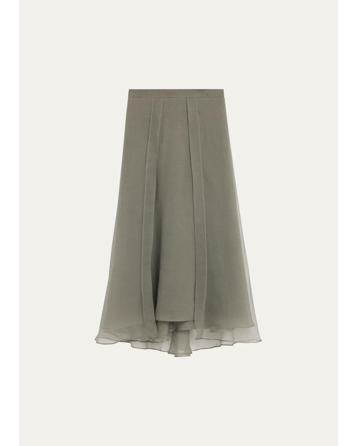 Brunello Cucinelli Layered Crispy Silk Maxi Circle Skirt