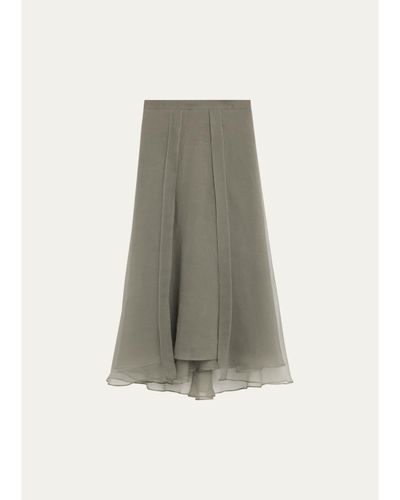 Brunello Cucinelli Layered Crispy Silk Maxi Circle Skirt