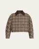 Brunello Cucinelli Leather-Collar Check Boxy Car Coat - 1