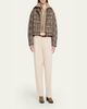 Brunello Cucinelli Leather-Collar Check Boxy Car Coat - 2