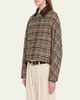 Brunello Cucinelli Leather-Collar Check Boxy Car Coat - 4