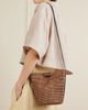 BRUNELLO CUCINELLI Leather-trimmed raffia bucket bag - 2
