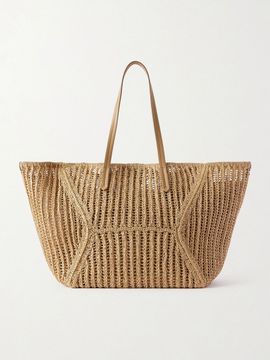 BRUNELLO CUCINELLI Leather-trimmed woven tote