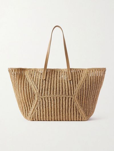 BRUNELLO CUCINELLI Leather-trimmed woven tote