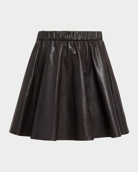 Brunello Cucinelli Leather Flared Mini Skirt