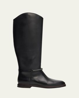 Brunello Cucinelli Leather Riding Boots w/ Monili