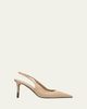 Brunello Cucinelli Leather Slingback Pumps with Monili Heel - 1