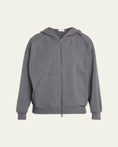 Brunello Cucinelli Light Cotton Fleece Zip Track Jacket