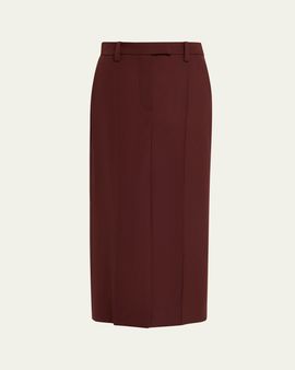Brunello Cucinelli Long Wool Double Pleat Skirt