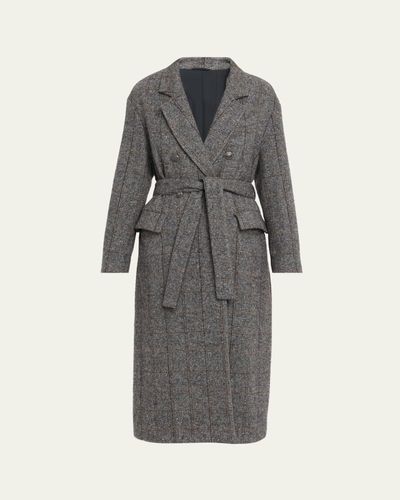 Brunello Cucinelli Macrocheck Alpaca Long Coat