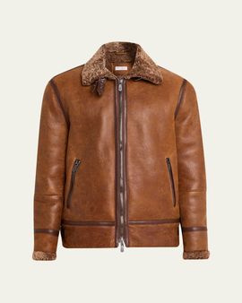 Brunello Cucinelli Men's B3 Pilot Shearling Aviator Jacket