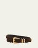 Brunello Cucinelli Men's Braided Suede Gold-Tone Trim Belt - 1