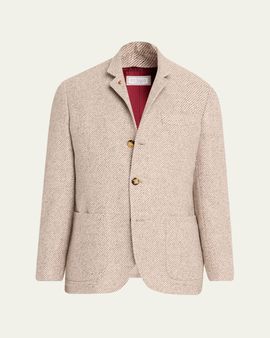Brunello Cucinelli Men's Cashmere and Silk Diagonal Stripe Sport Coat