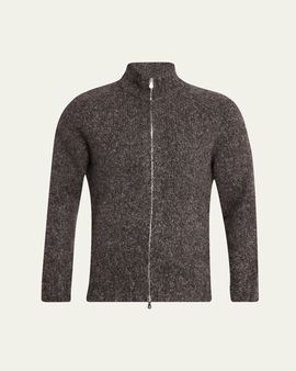 Brunello Cucinelli Men's Cashmere and Silk Melange Full-Zip Cardigan