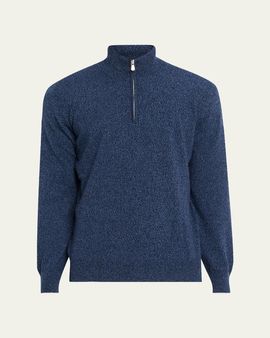 Brunello Cucinelli Men's Cashmere Mouline Quarter-Zip Sweater