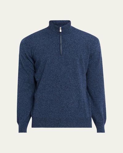 Brunello Cucinelli Men's Cashmere Mouline Quarter-Zip Sweater