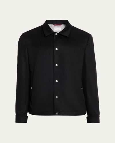 Brunello Cucinelli Men's Cashmere Snap-Front Blouson Jacket