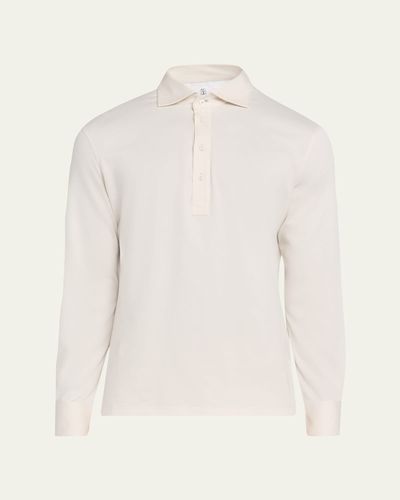 Brunello Cucinelli Men's Cotton Jersey Long-Sleeve Polo Shirt