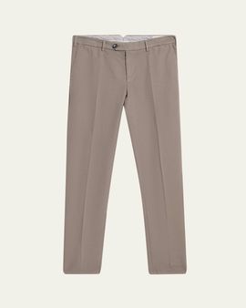 Brunello Cucinelli Men's Cotton Straight Leg Flat-Front Pants