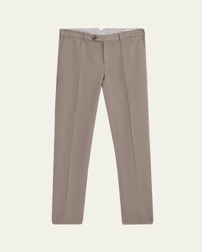 Brunello Cucinelli Men's Cotton Straight Leg Flat-Front Pants
