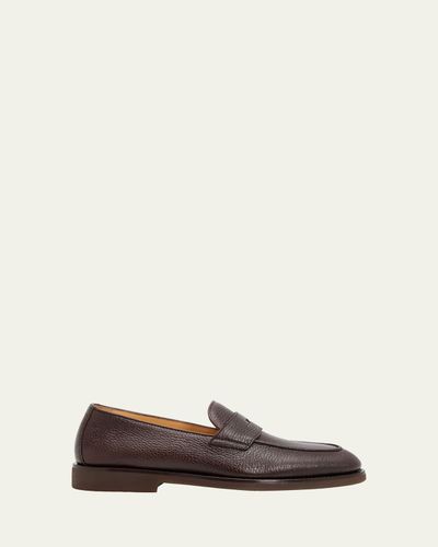 Brunello Cucinelli Men's Deerskin Flex-Sole Penny Loafers
