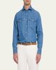Brunello Cucinelli Men's Denim Flap-Pocket Western Sport Shirt - 4