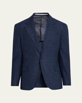 Brunello Cucinelli Men's Galles Houndstooth Check Single-Breasted Sport Coat