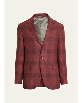 Brunello Cucinelli Men's Plaid Wool-Cashmere Single-Breasted Sport Coat