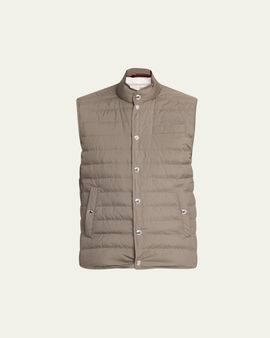 Brunello Cucinelli Men's Quilted Snap-Front Quilted Vest