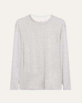 Brunello Cucinelli Men's Silk and Cotton Long-Sleeve Crewneck T-Shirt