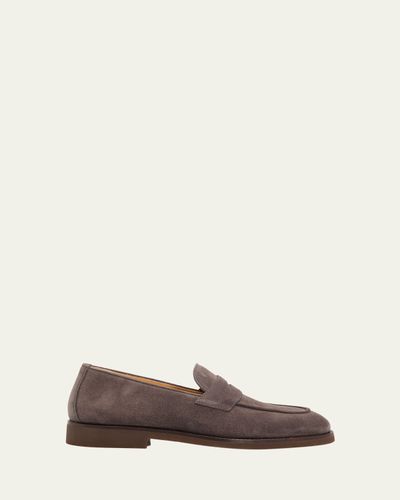 Brunello Cucinelli Men's Suede Flex-Sole Penny Loafers