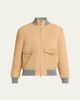 Brunello Cucinelli Men's Suede Knit-Trim Bomber Jacket - 1